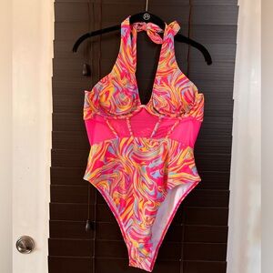 SHEIN Colorful Swirl One Piece Swimsuit
